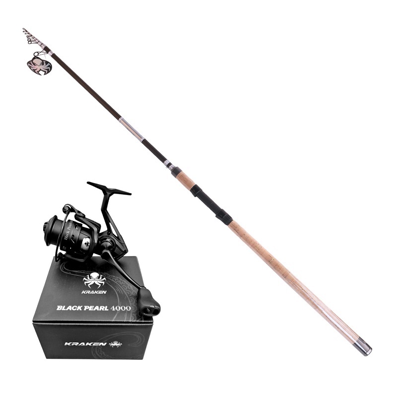 Zestaw Wędka Kraken Black Pearl TELE MATCH 3.90m 7cz 25-30G + Kołowrotek Kraken Black Pearl 4000